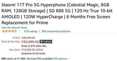 Xiaomi 11T Pro 5G price